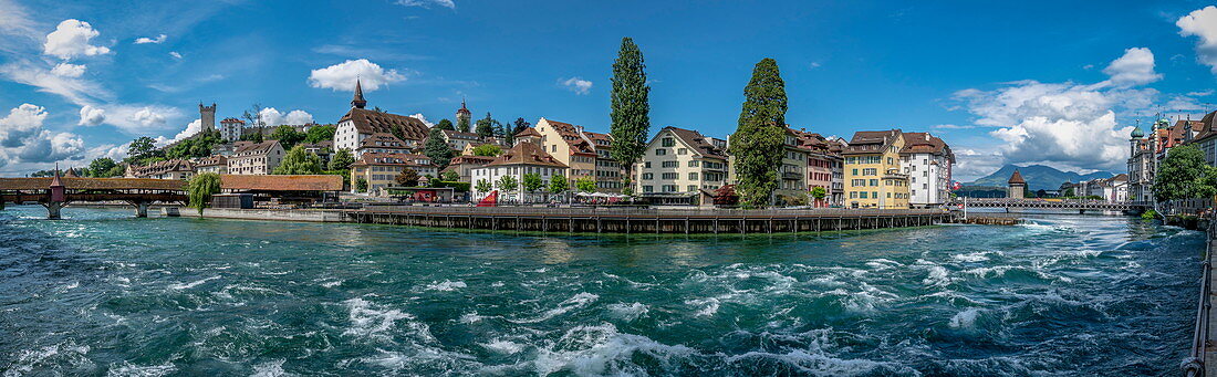 Panorama Lucerne, river Reuss, Switzerland | Panorama on the river Reuss in Lucerne, Switzerland