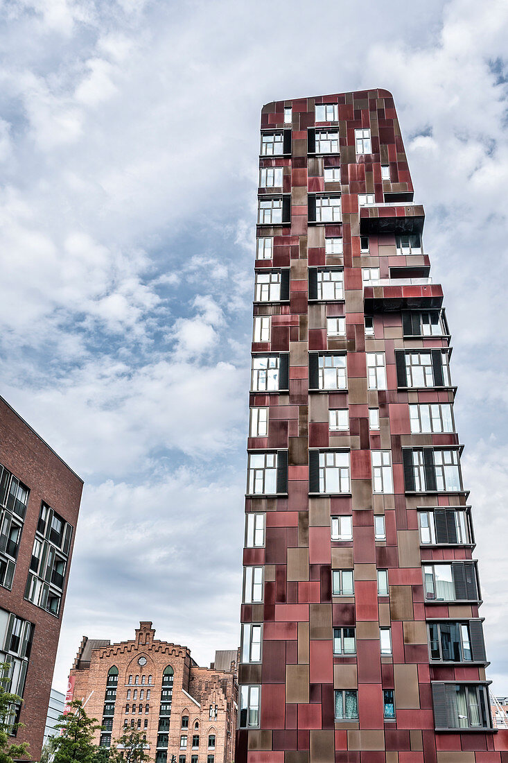 Hafencity Hamburg, red skyscraper, Hamburg Germany