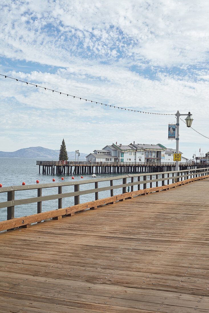 Deserted Stearns Wharf in Santa Barbara, California, USA: