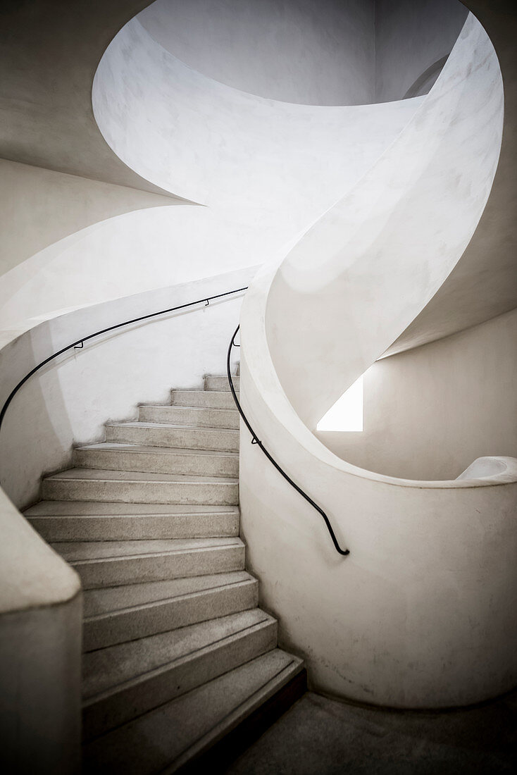 Spiral staircase, Museum Unterlinden, Musée Unterlinden, new building by the architects Herzog and de Meuron, Colmar, Alsace, France