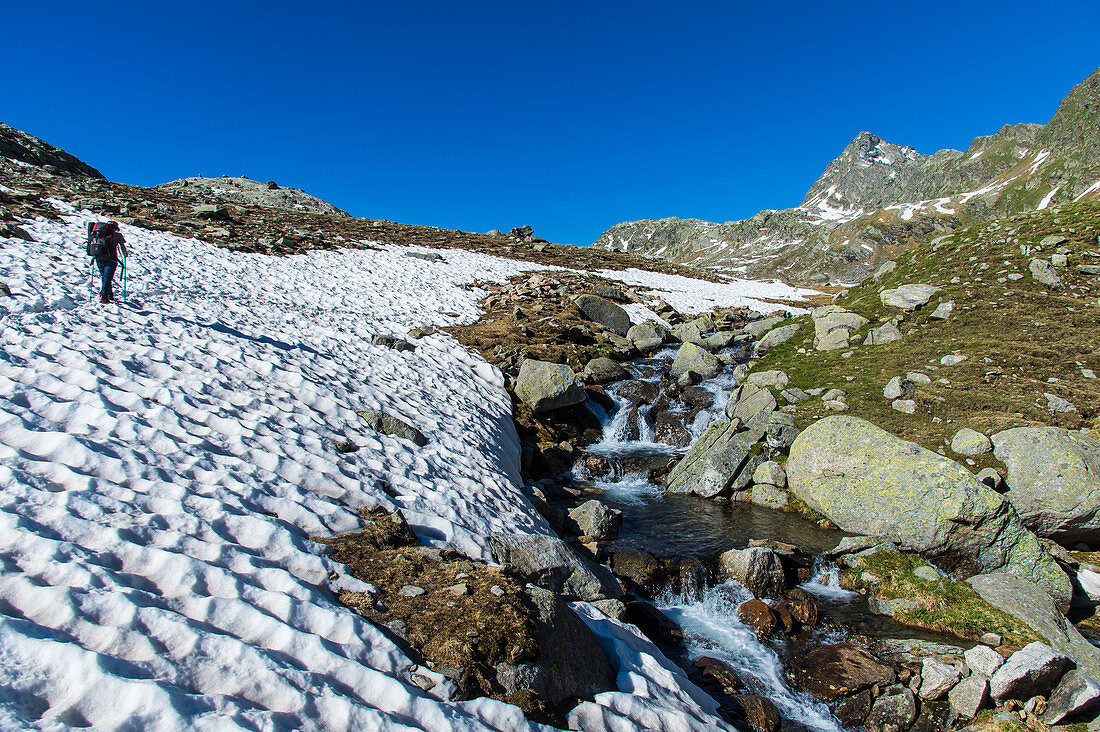 Bergwandern im Naturpark Texelgruppe, das Gebiet der Spronser Seen, Südtirol, Italien