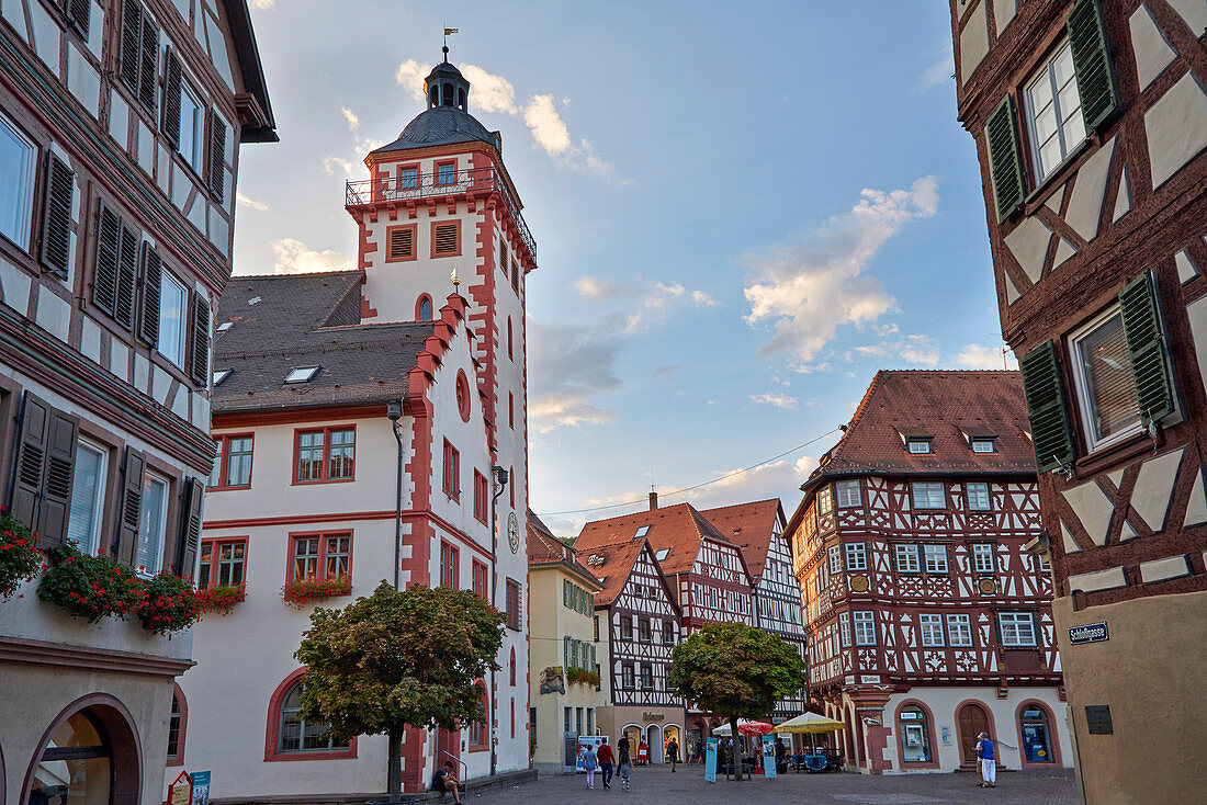 Half-timbered houses in the old town of Mosbach, Baden-Wuerttemberg, Germany, Europe