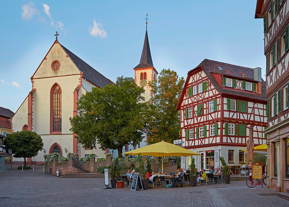 Half-timbered houses in the old town of Mosbach, Baden-Wuerttemberg, Germany, Europe