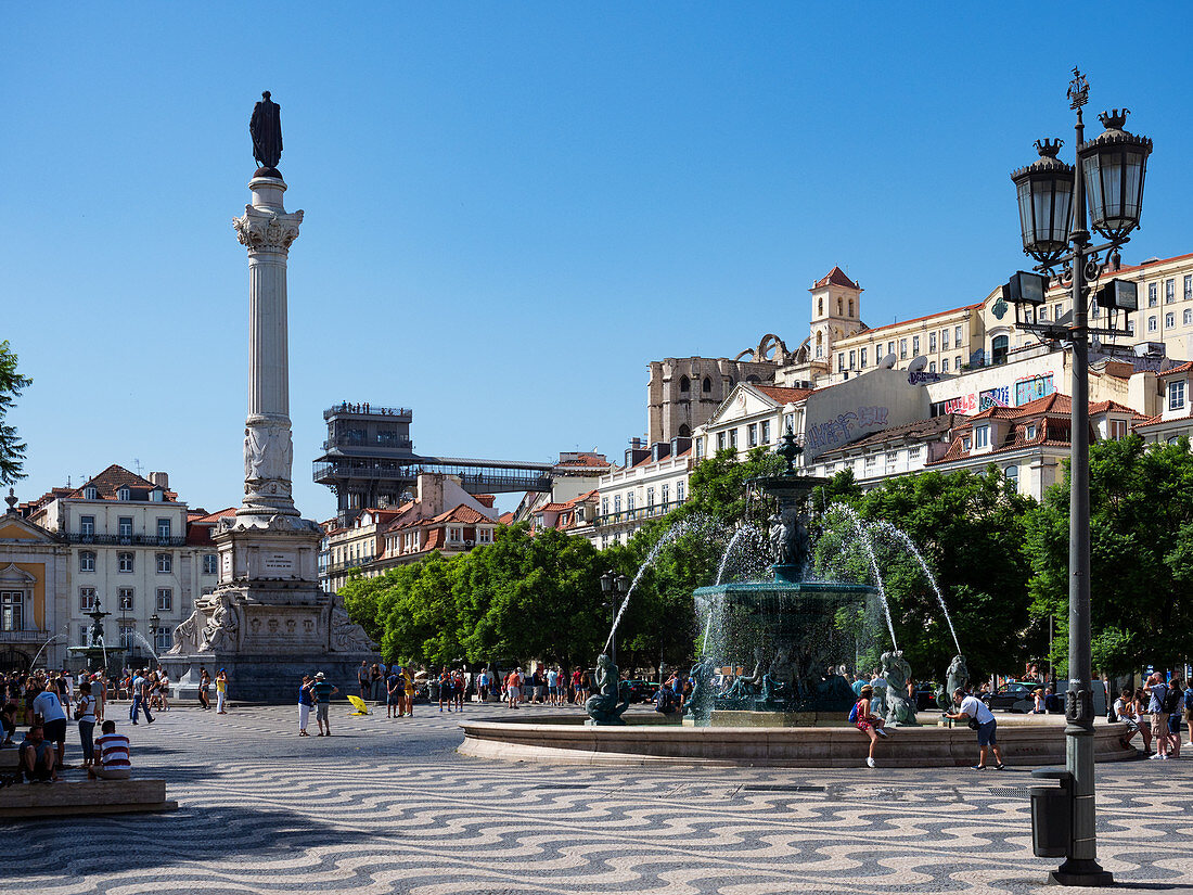 Rossio Square, Don Pedro IV Square, Lisbon, Portugal, Europe