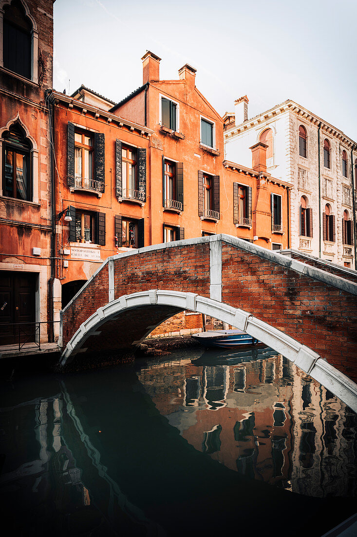 Typical pedestrian bridge in Venice, Veneto, Italy.