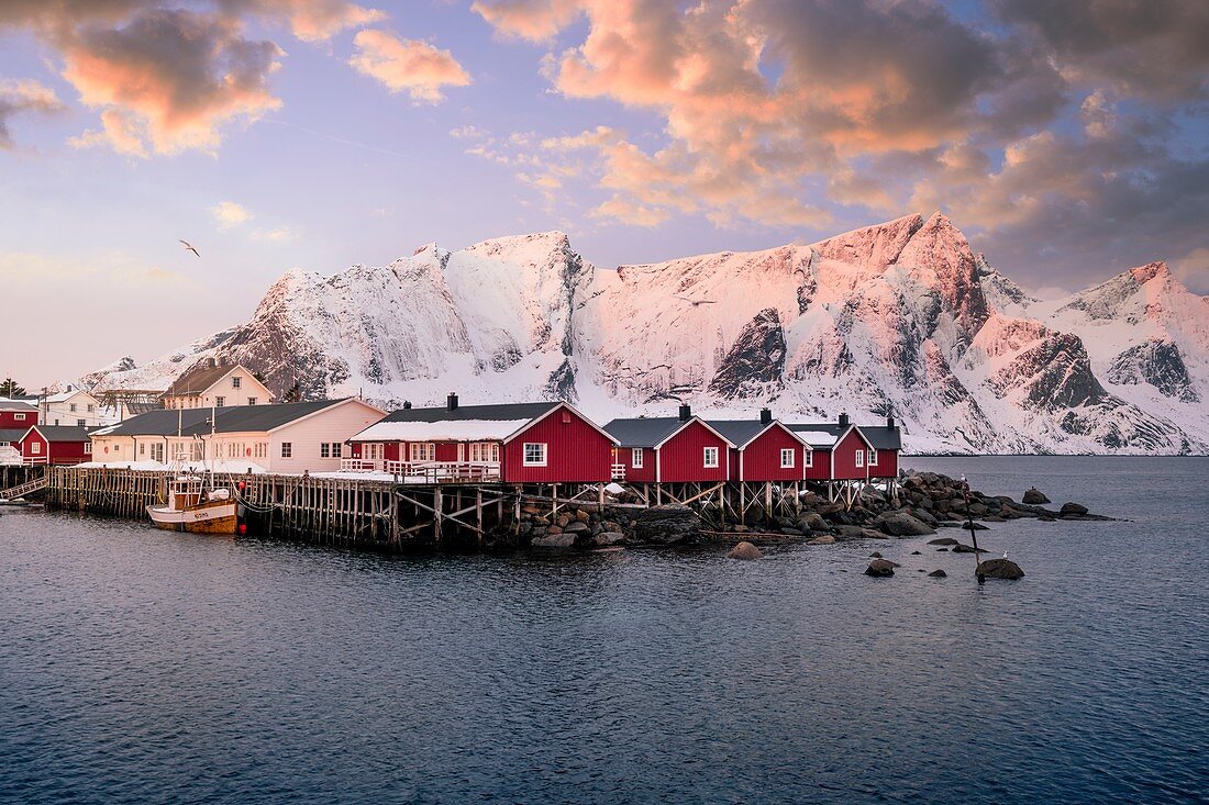 Hamnoy Dorf, Lofoten Inseln, Nordland, Norwegen.