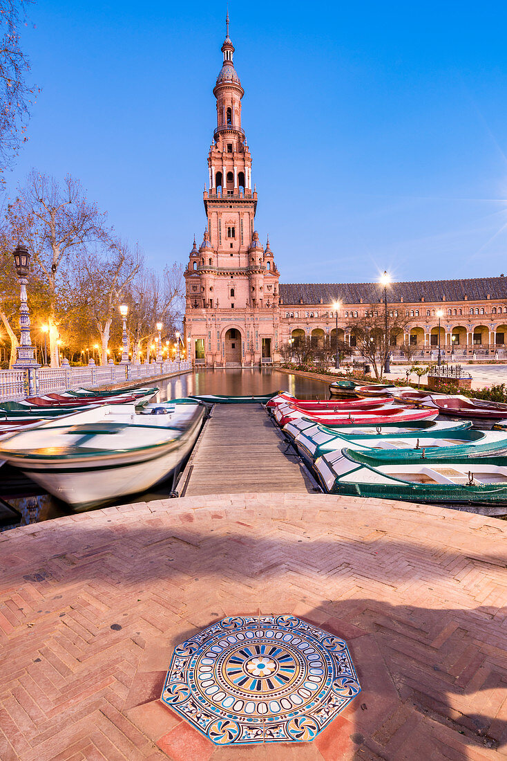 Plaza de Espana, Seville, province of Seville, Andalusia, Spain