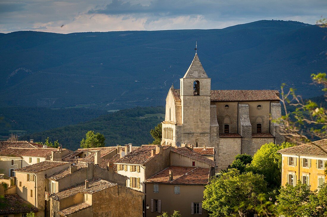 France, Vaucluse, regional natural reserve of Luberon, Saignon, the village, the church Notre Dame of Pity or Saint Marie de Saignon of the XIIe century