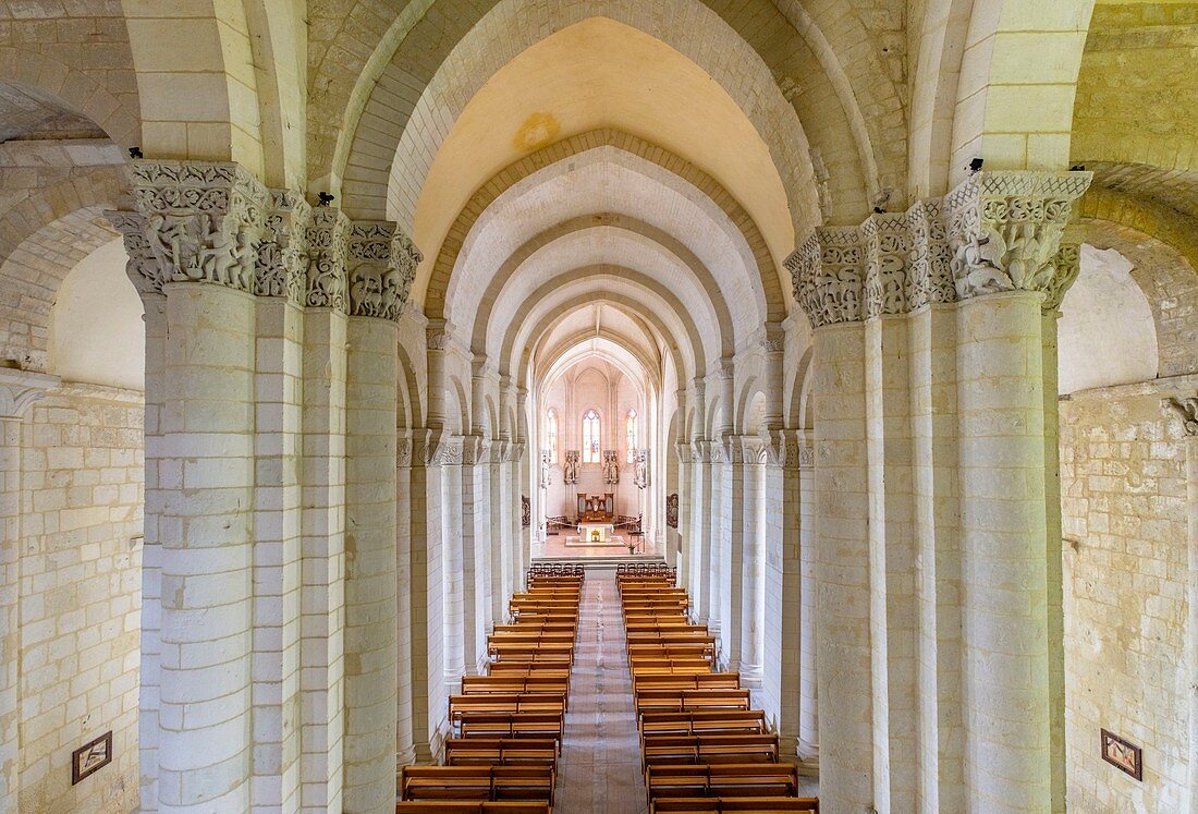 France, Charente Maritime, Saintes, Saint Eutrope church inscribed on the World Heritage List by UNESCO on the roads of Saint Jacques de Compostelle in France, Saintonges, the nave