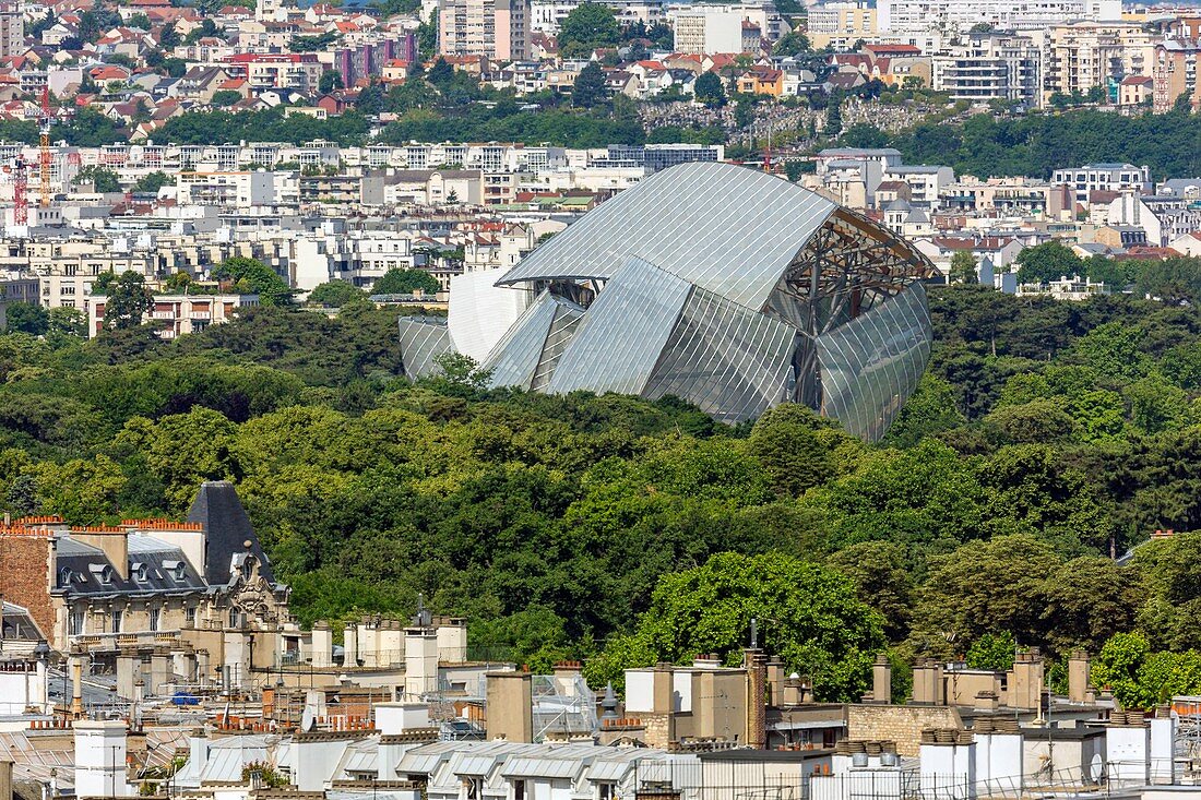 France, Paris, the Louis Vuitton Foundation of architect Franck Gehry in the Bois de Boulogne