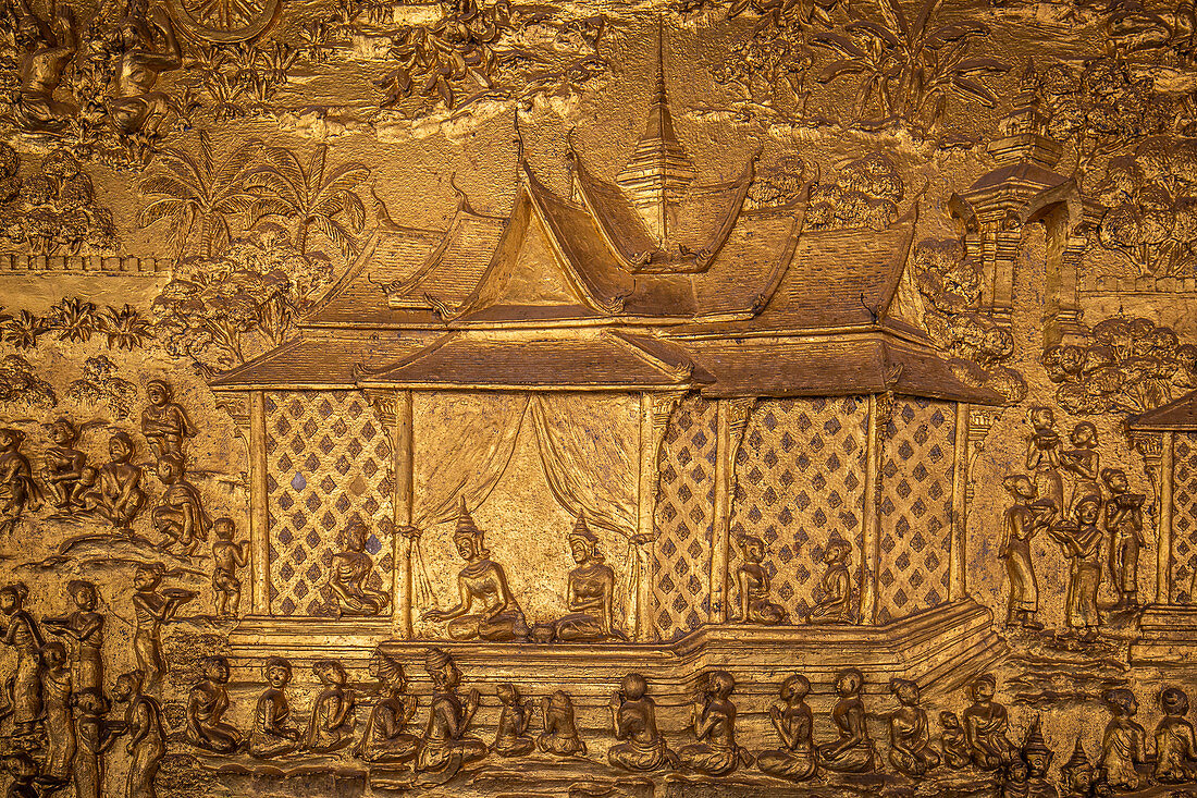 Fassade des Wat Mai Tempels in Luang Prabang, Laos, Asien