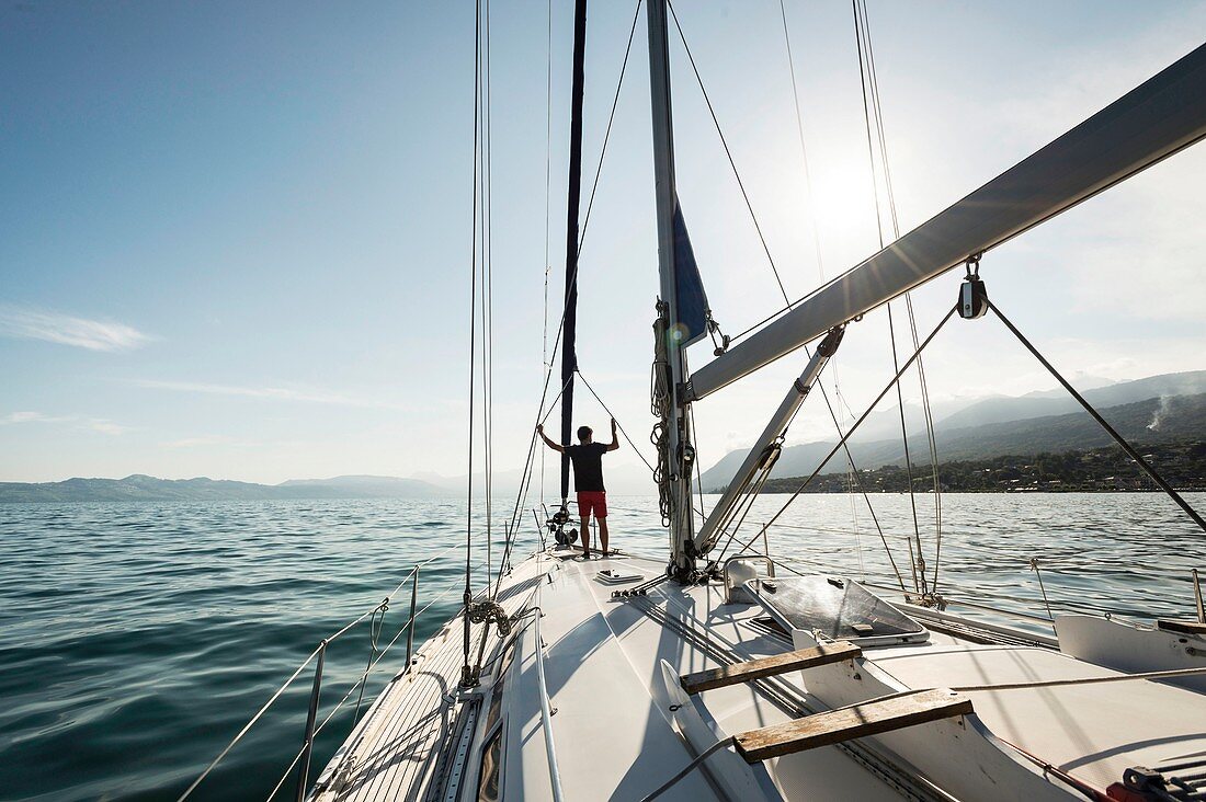 France, Haute Savoie, Evian-les-Bains, Lake Geneva, sail cruise