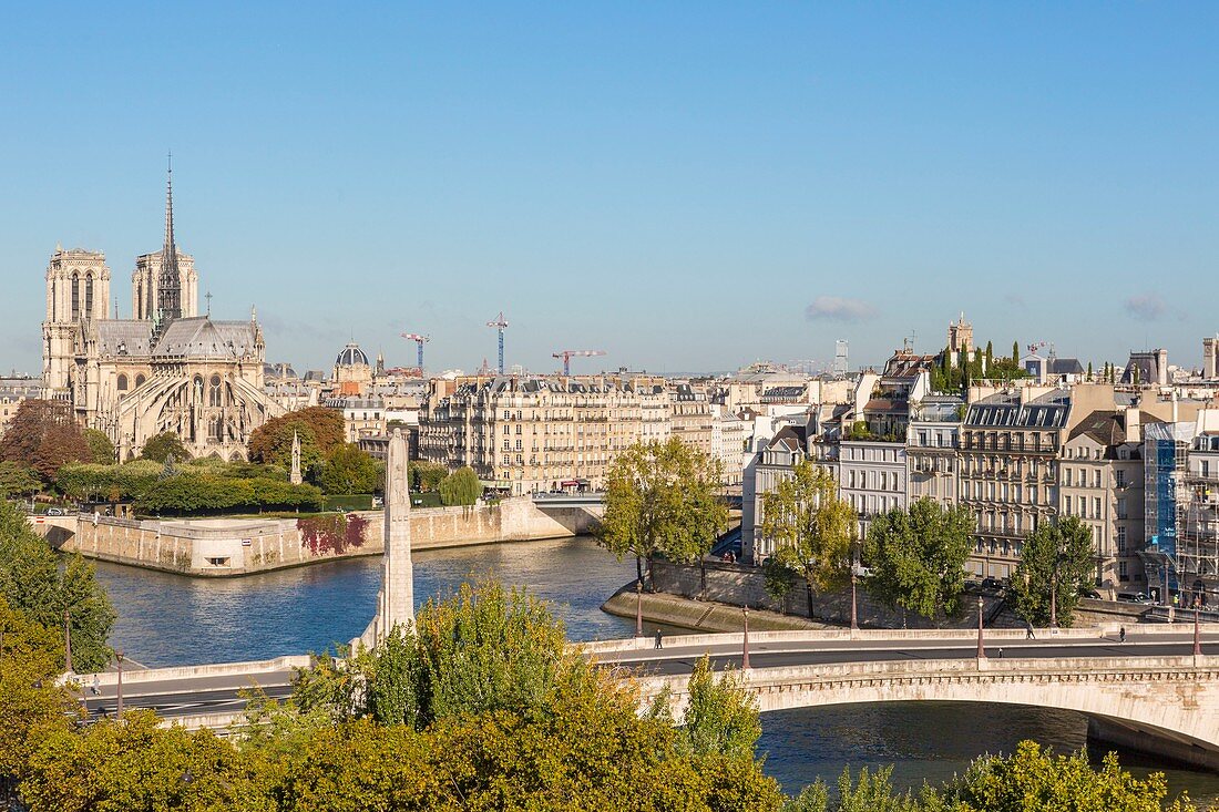 Frankreich, Paris, von der UNESCO zum Weltkulturerbe gehörendes Gebiet, Ile de la Cite mit Kathedrale Notre Dame