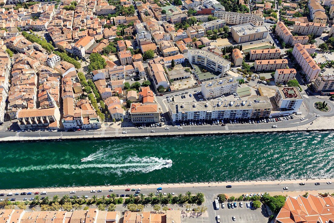 France, Bouches du Rhone, Martigues, Caronte channel (aerial view)