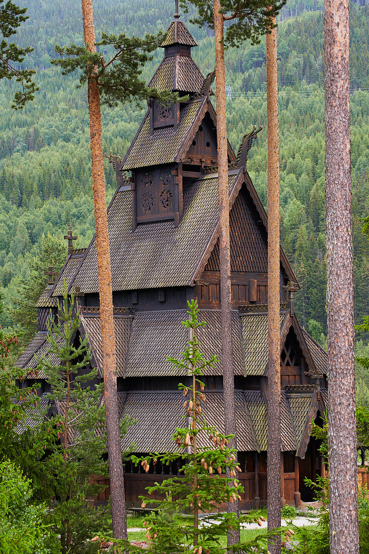Nachbildung der Stabkirche Gol (1994), Gol, Buskerud, Hallingdal, Norwegen, Europa 