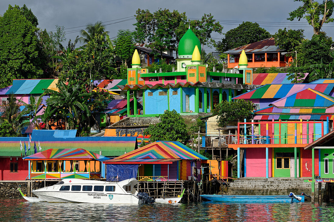 A colorful district of Tual, Banda Sea, Kei Islands, Moluccas, Indonesia, Southeast Asia, Asia
