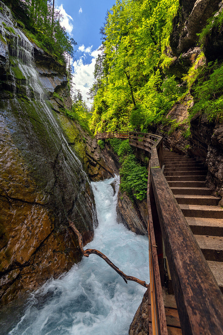 Waterfalls, river, gorge, canyon, Wimbachklamm, Berchtesgaden, Bavaria, Germany, Europe