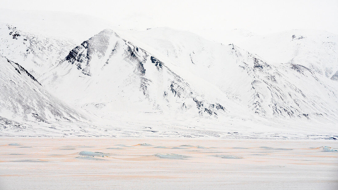 Orange sand from the Sahara desert blown north up to Billefjorden, Spitsbergen, Svalbard 