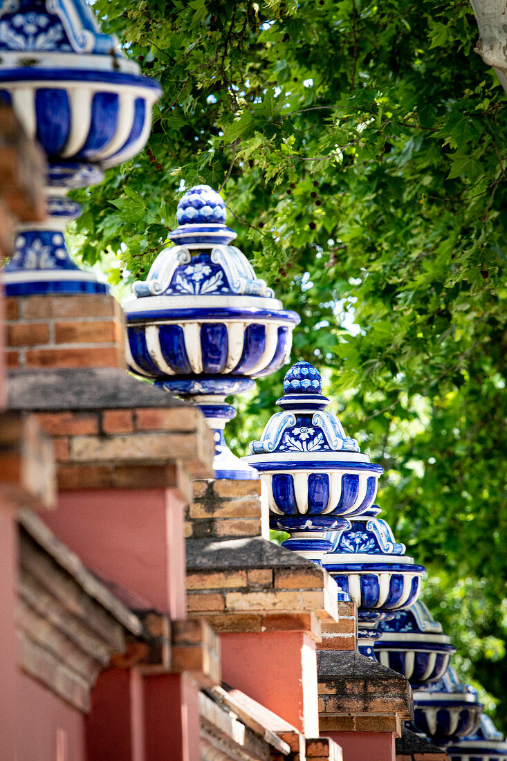 Details der Plaza de Espana Azulejos. Sevilla, Andalusien, Spanien
