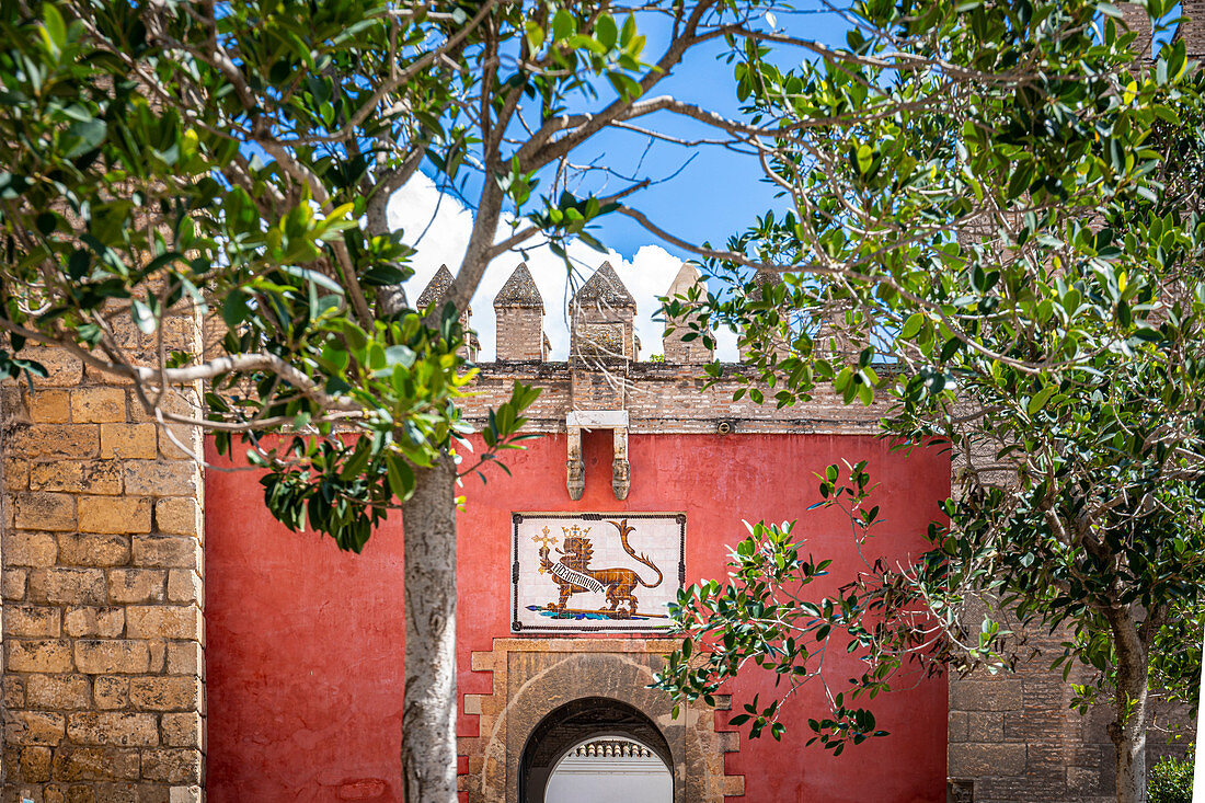 Details zum Real Alcazar Eingang. Sevilla, Andalusien, Spanien