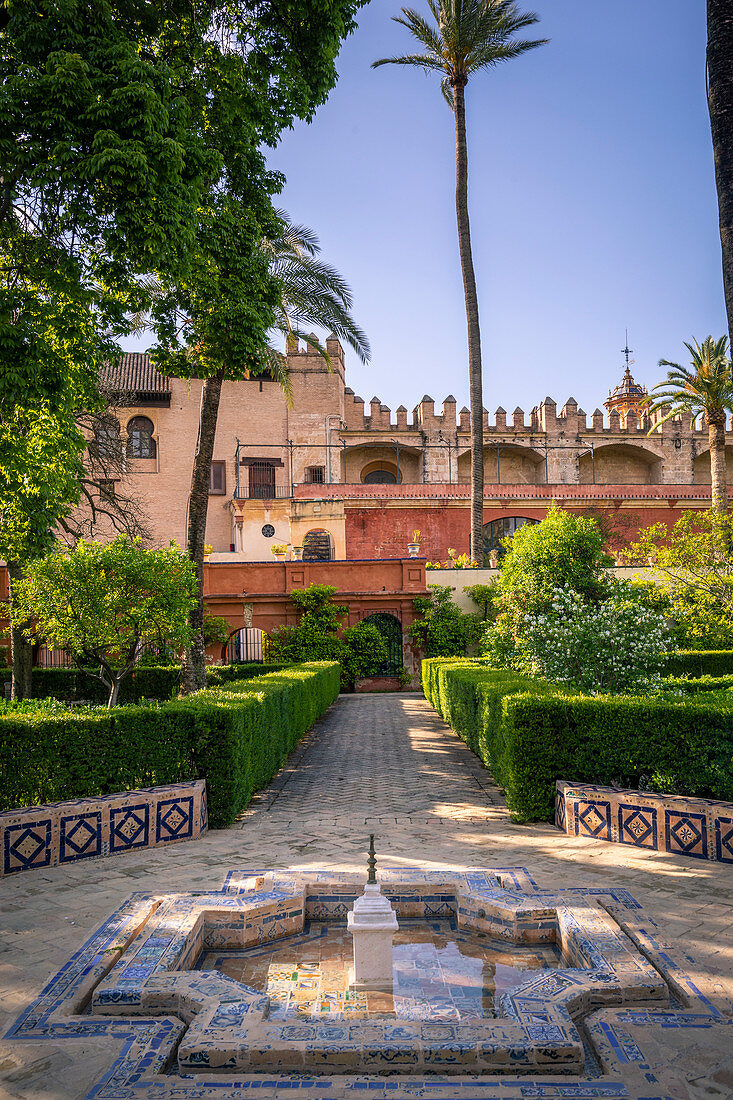 Echte Alcazar-Gärten. Sevilla, Andalusien, Spanien