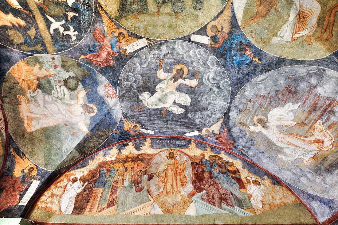 Frescoes, Elijah the Prophet Church, UNESCO World Heritage Site, Yaroslavl, Yaroslavl Oblast, Russia, Europe