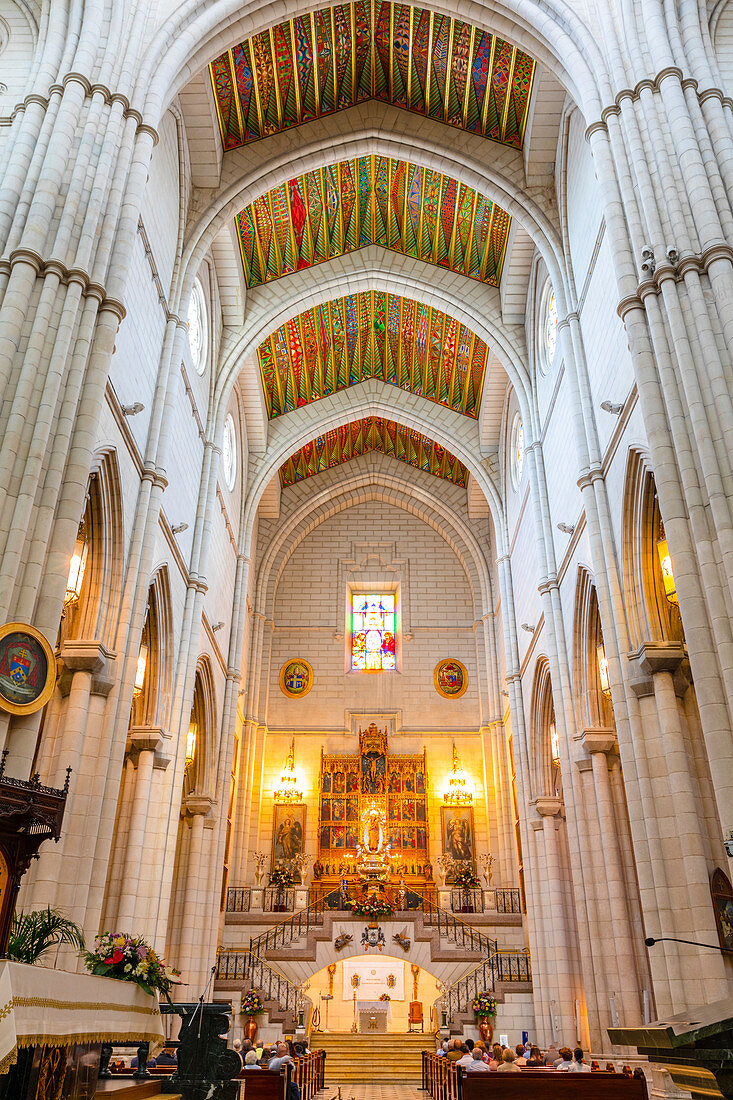 Interior of Almudena Cathedral, Madrid, Spain, Europe