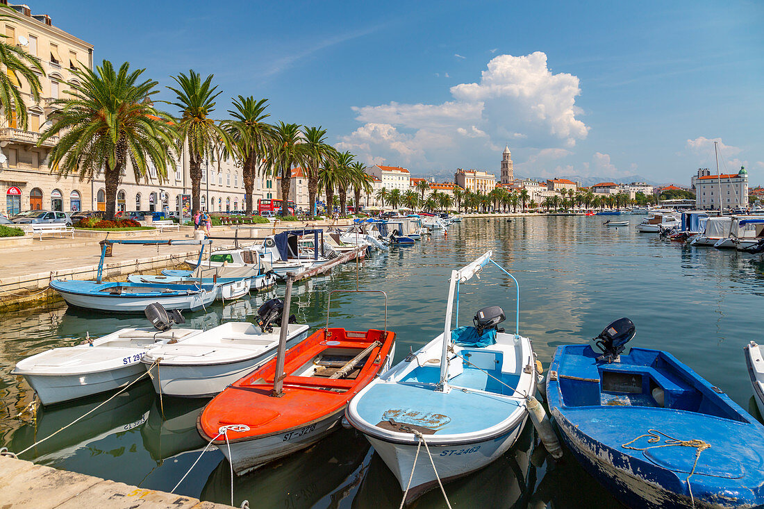 Split Hafen mit Kathedrale des Heiligen Domnius, Split, dalmatinische Küste, Kroatien, Europa