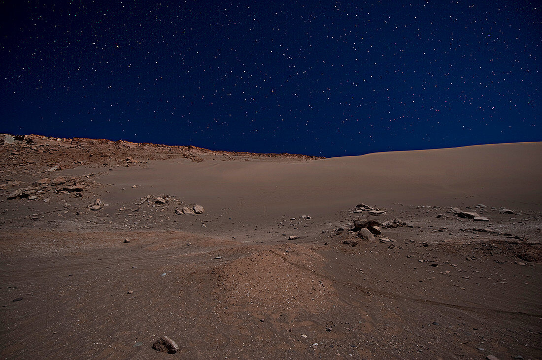 Mondtal in der Nacht, San Pedro Atacama Wüste, Chile, Südamerika