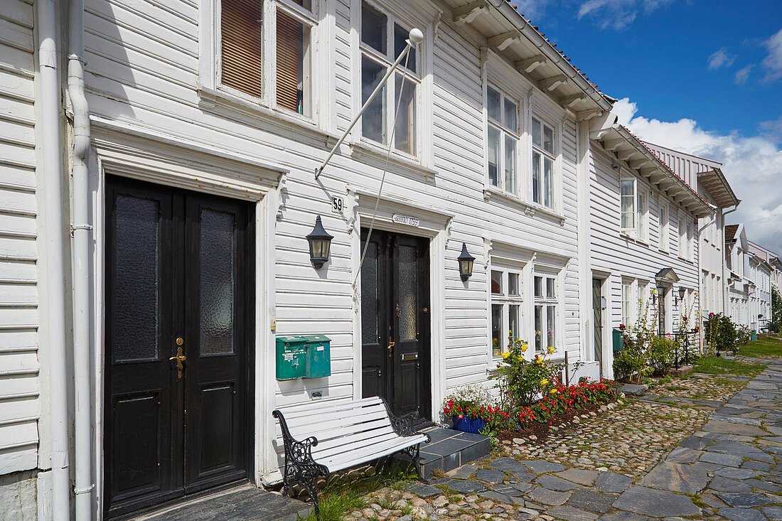 Kristiansand, Straße Gyldenlöves gate in der quadratisch angelegten Altstadt, Posebyen, Vest-Agder, Skagerak, Norwegen, Europa