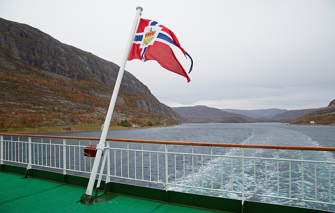 Hurtigruten crosses the Stokksund, Stokksundet, Sör-Trondelag Province, Trondelag, Norway, Europe