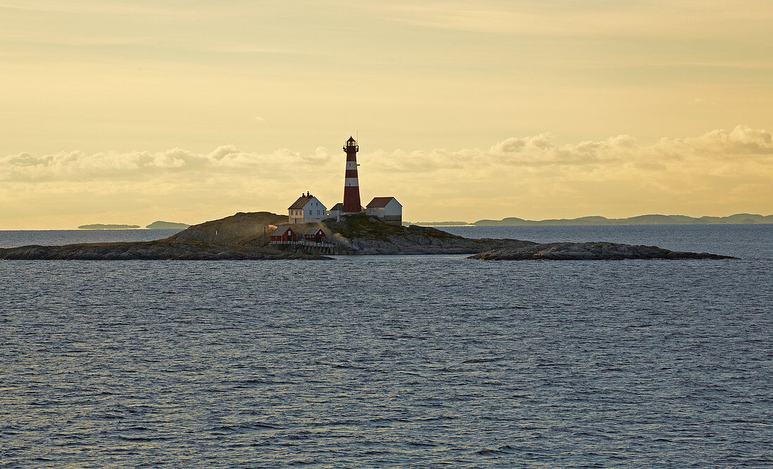 Landegode lighthouse fyr on the island of Landegode in the Landegofjorden (Landegofjord) near Bodö, Nordland Province, Nordland, Norway, Europe