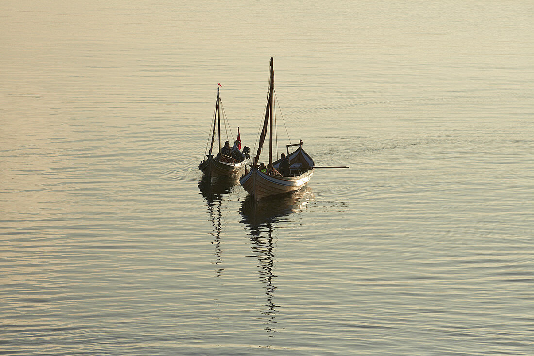 Sail boats in Sortland at Sortlandsundet, Langoeya, Vesteralen, Nordland Province, Norge, Norway, Europe
