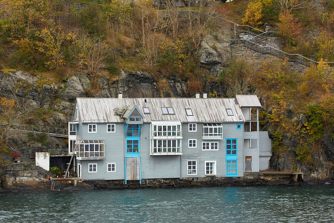 Haus der Stadt Bergen, Byfjorden, Provinz Hordaland, Vestlandet, Norwegen, Europa