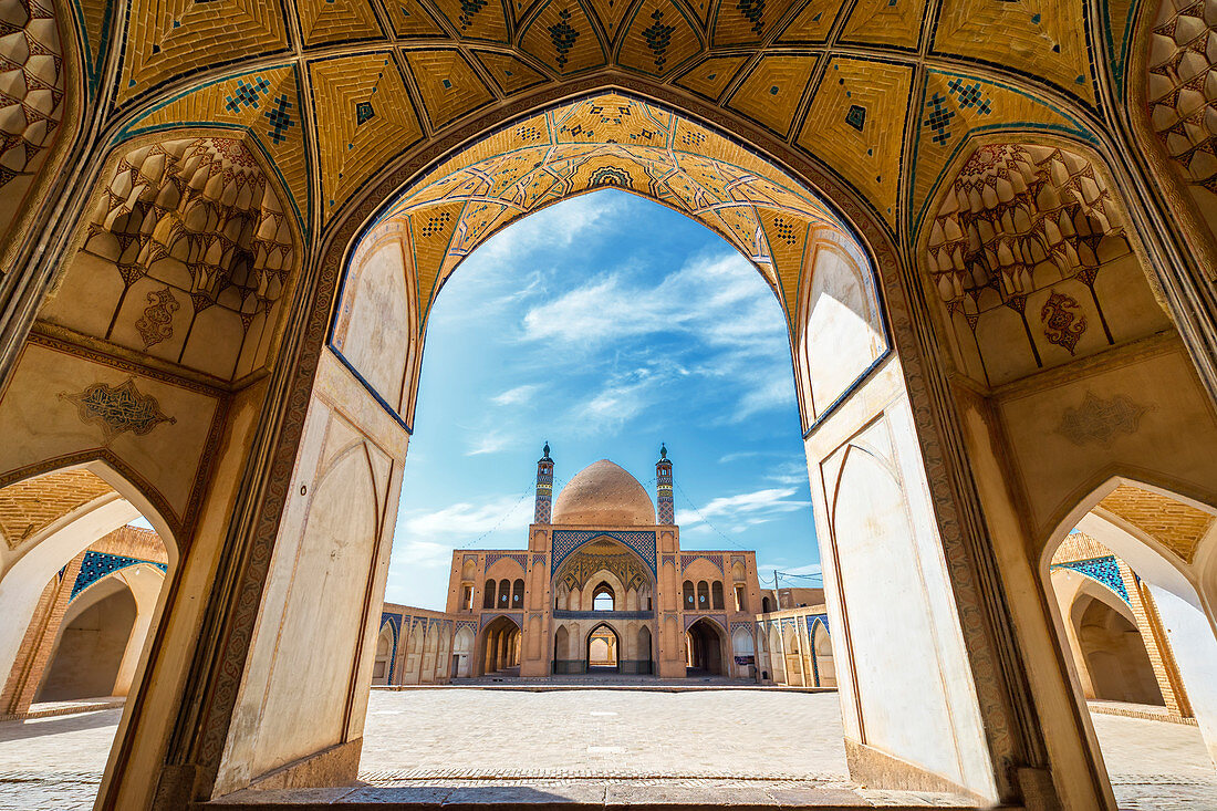 Agha Bozorg Mosque, Inner Courtyard, Kashan, Isfahan Province, Islamic Republic of Iran, Middle East