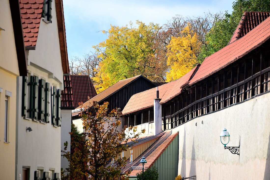 City wall, old town of Nördlingen, Swabia, Bavaria, Germany