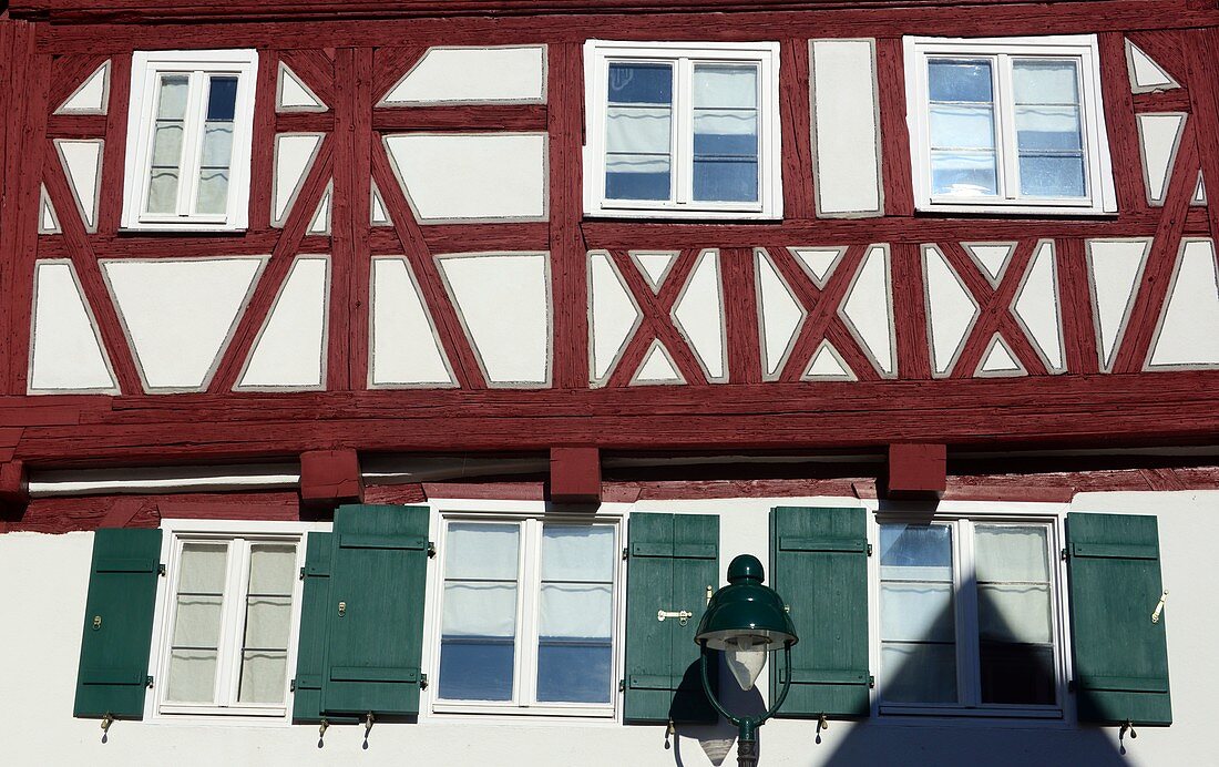 Half-timbered in the old town of Noerdlingen, Swabia, Bavaria, Germany