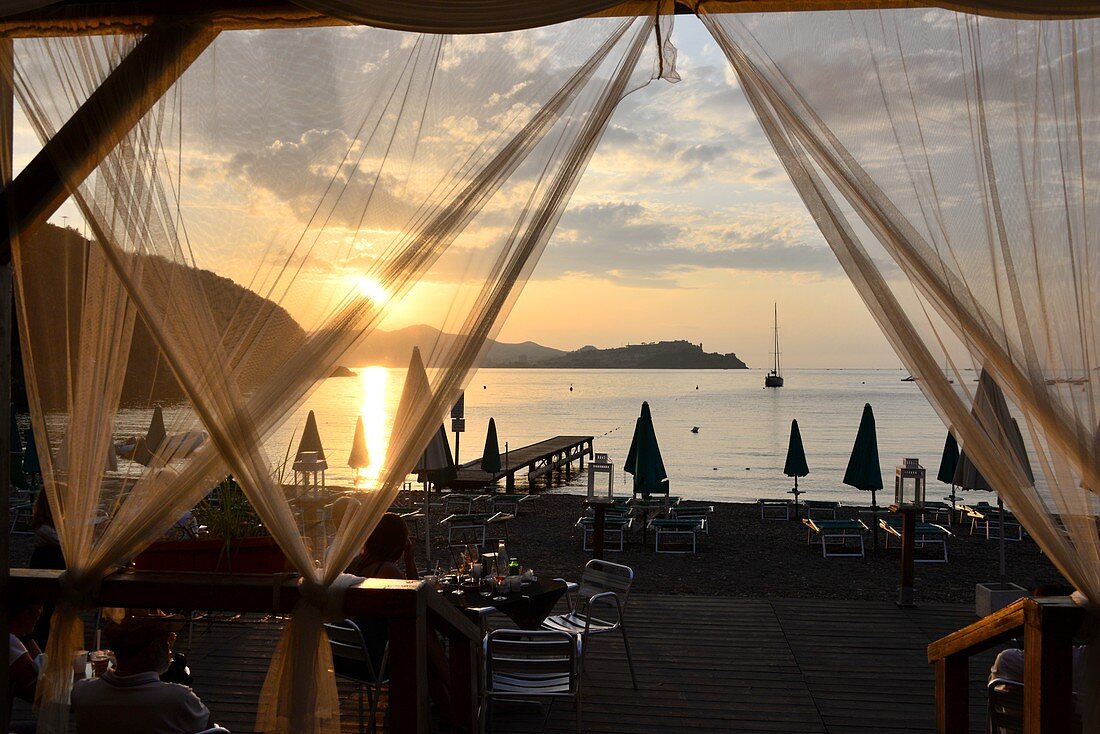 Sunset in Bagnaia in the bay of Portoferraio, Elba, Toscana, Italy