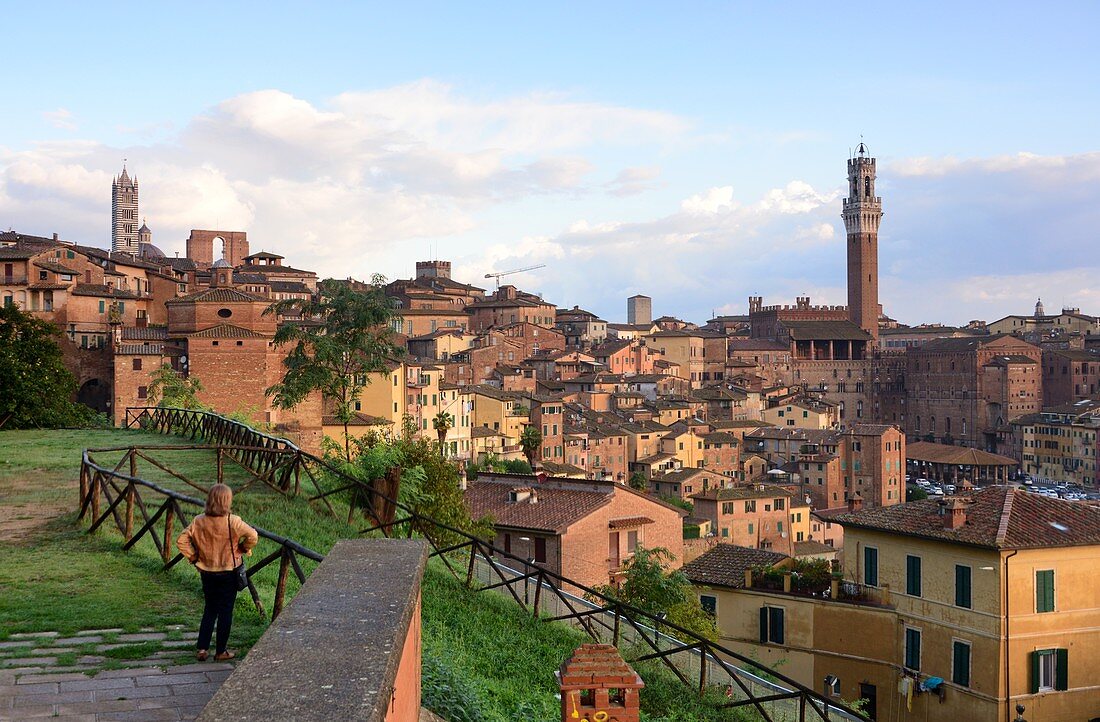 Blick auf das Rathaus und Siena, Toskana, Italien