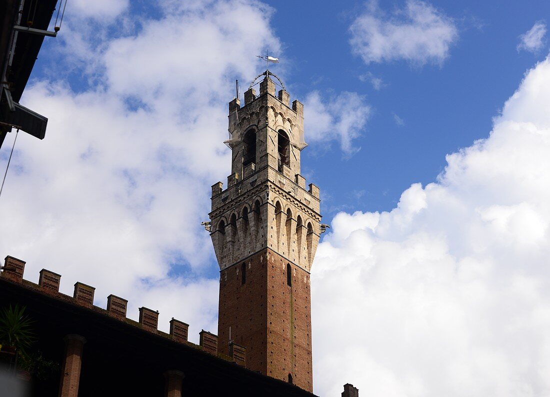 Rathausturm, Torre del Mangia, Siena, Toskana, Italien