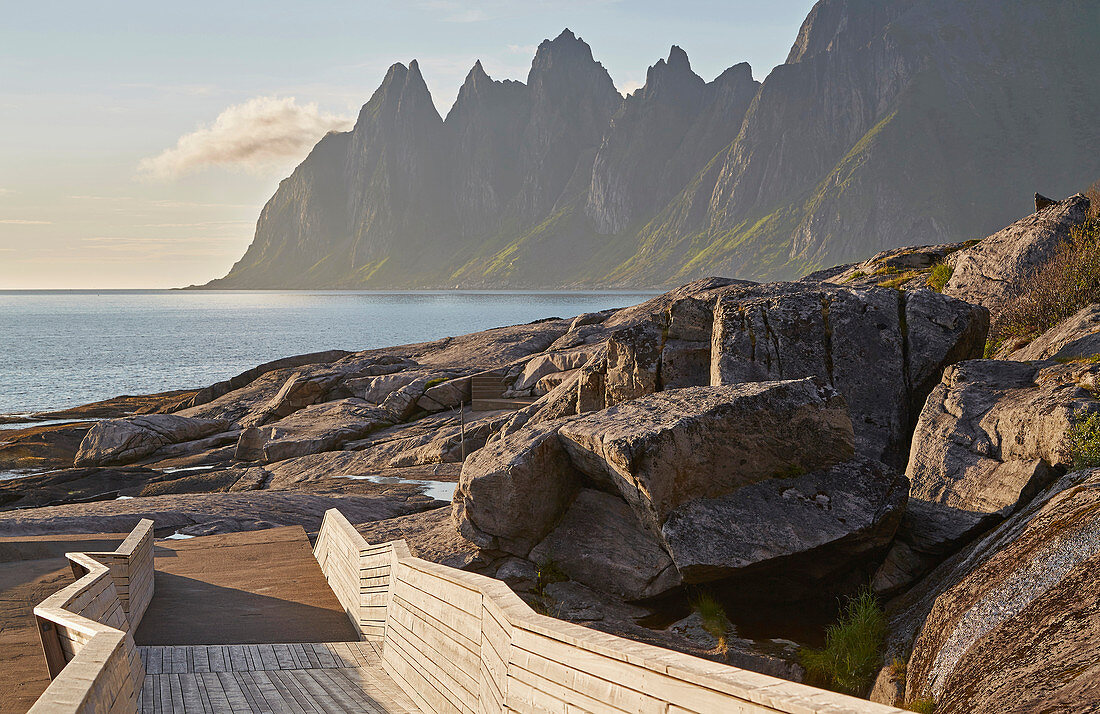 View from Tungeneset to Okshornan, Senja Island, Troms, Norway, Europe