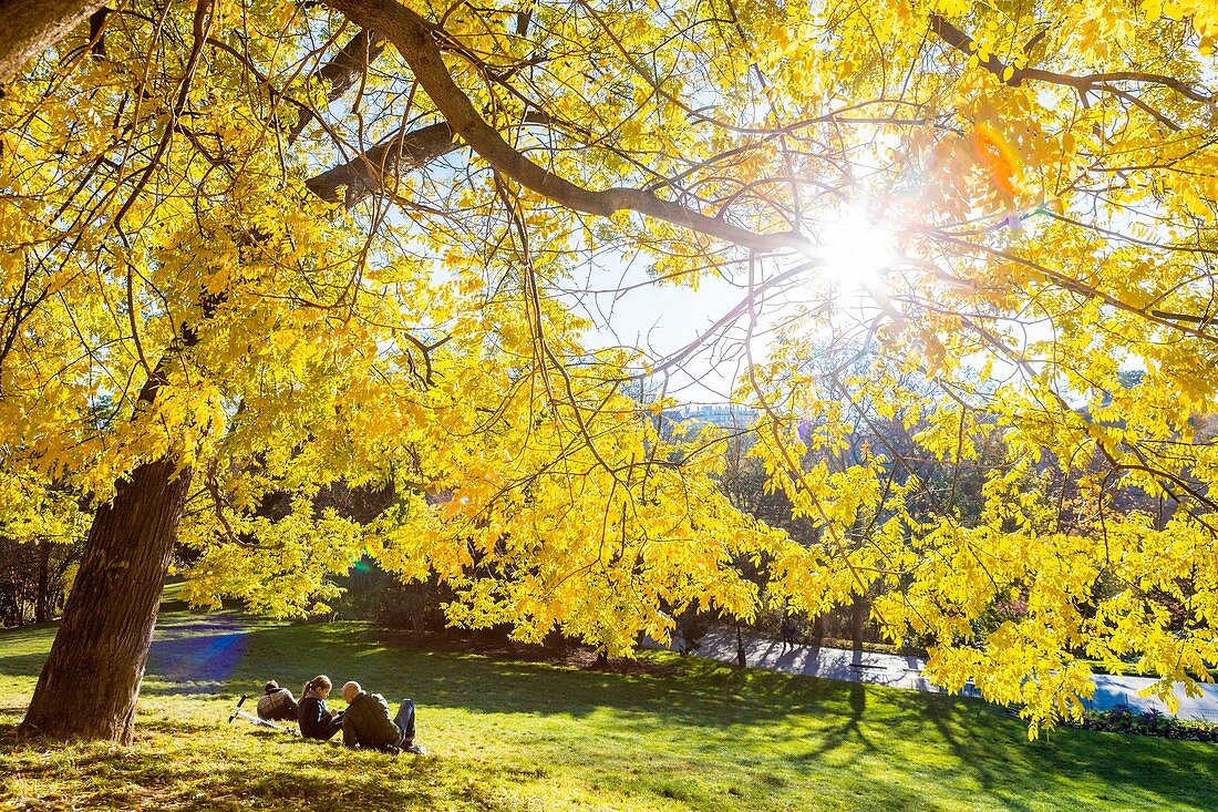 France, Paris, the Parc des Buttes Chaumont in autumn