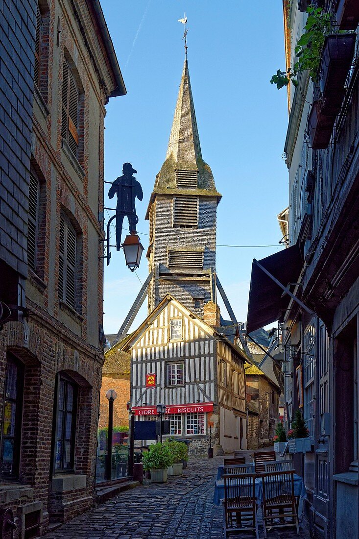 France, Calvados, Pays d'Auge, Honfleur, Sainte Catherine church, the bell tower