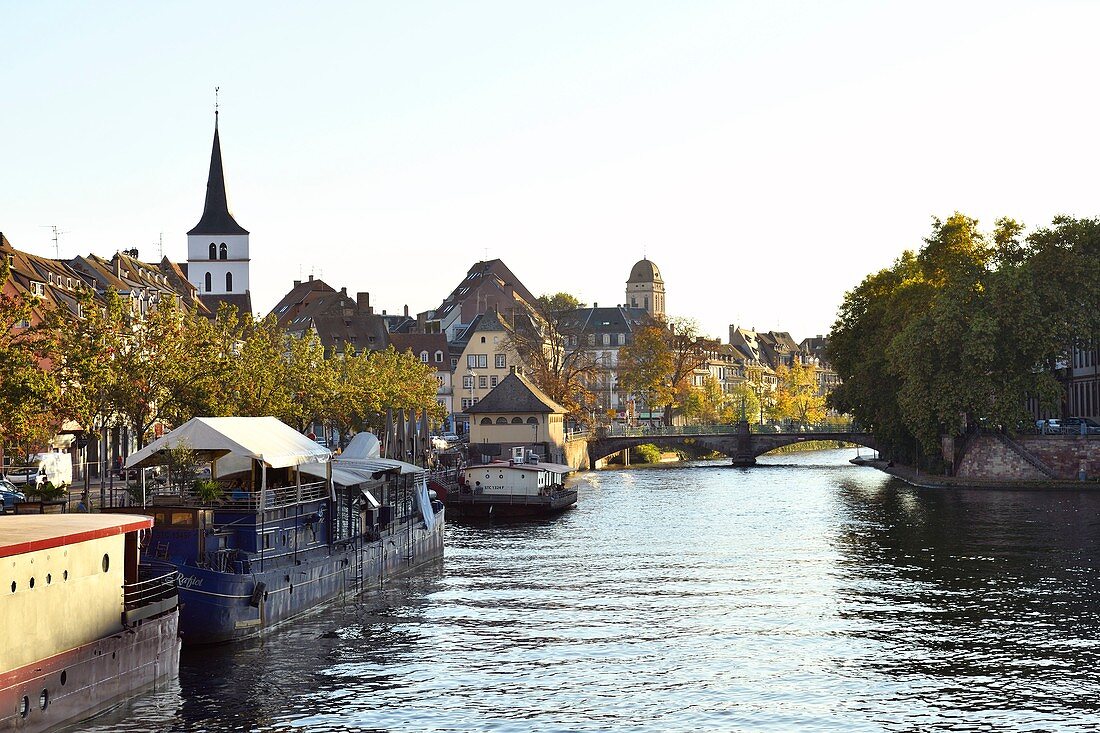 France, Bas Rhin, Strasbourg, old town listed as World Heritage by UNESCO, quai des Bateliers along the Ill river banks