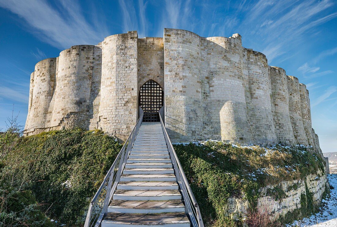 France, Eure, Les Andelys, Chateau Gaillard, 12th century fortress built by Richard Coeur de Lion, the dungeon