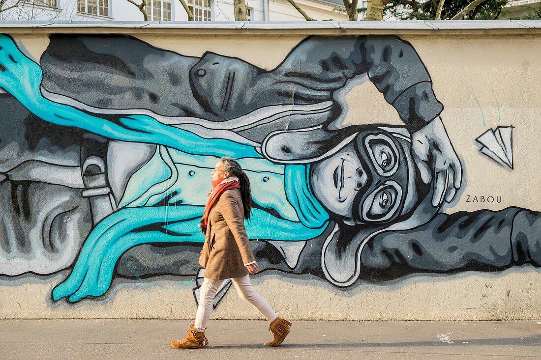 Frankreich, Paris, 13. Bezirk, Street Art, das Werk Paper Planes des Künstlers © Zabou