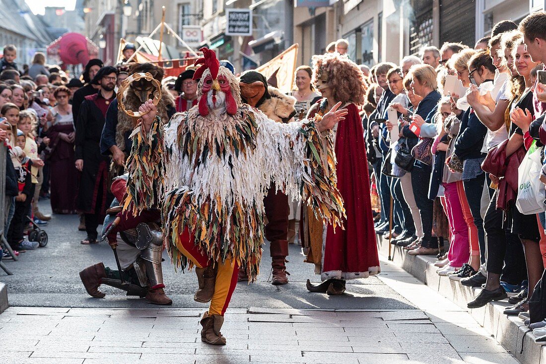 France, Calvados, Bayeux, Bayeux Medieval Festival, street parade