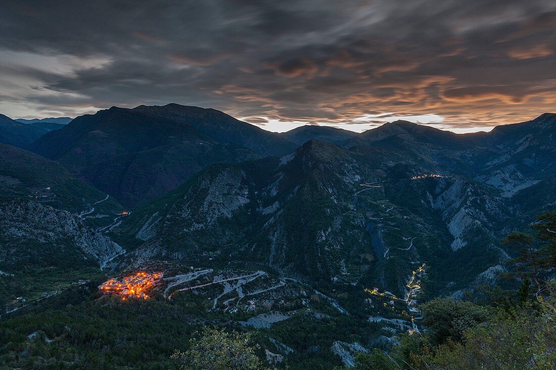 France, Alpes Maritimes, Mercantour National Park, Haut Cians, Cians Gorges, the village of Rigaud