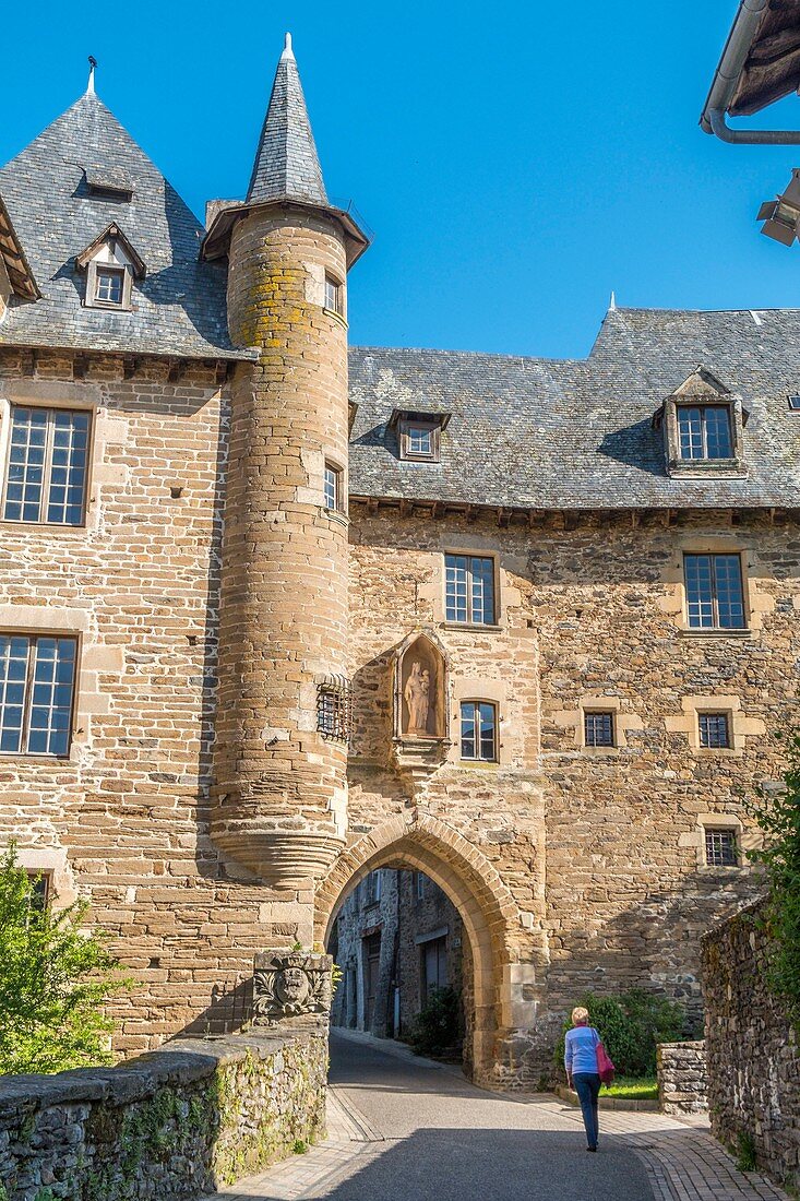 France, Correze, Uzerche, Becharie street and Cledat Hotel or Becharie castle, Vezere valley
