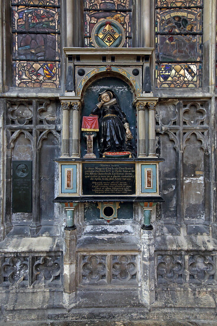 Grave of Margery Clent in Gloucester Cathedral, Cotswolds, Cloucestershire, England